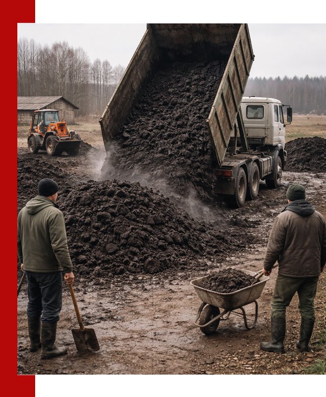 Доставка низинного торфа с разгрузкой и доставкой в ессентуках