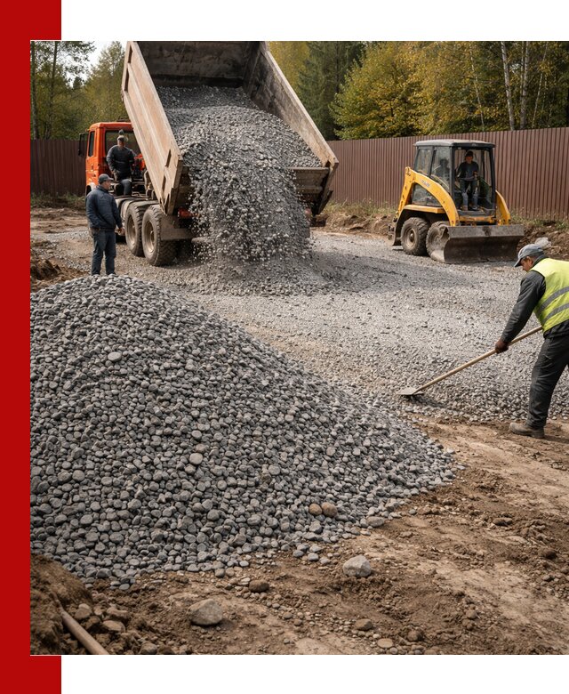 Отсыпка участка щебнем с доставкой и уплотнением в ессентуках